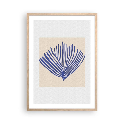 Affisch i ram av ljusek - Blå solfjäder - 50x70 cm