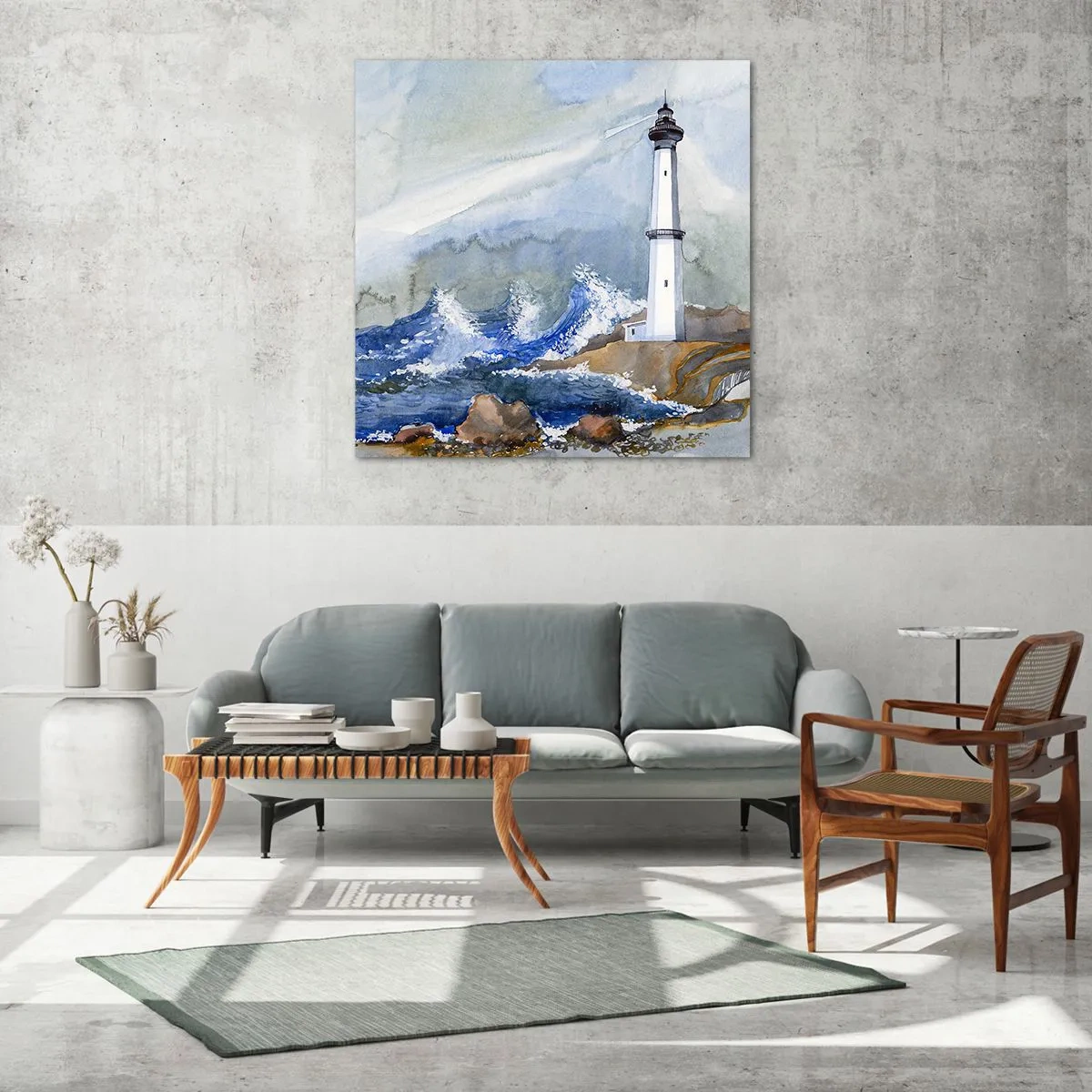 Glastavla - Bild på glas - Mot mörkret och stormen - 60x60 cm