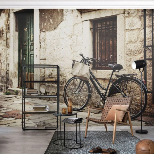 Fototapet Premium Sand - Tillbaka till det förflutna - Arkitektur, Cykel, Årgång - 100x70 cm