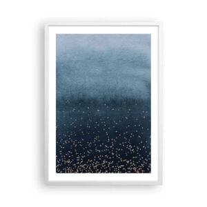 Affisch i vit ram - Komposition – blåa faser - 50x70 cm