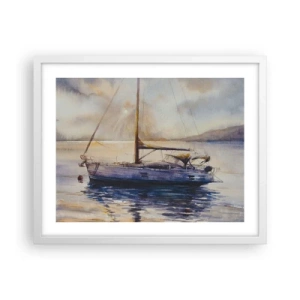 Affisch i vit ram - Kväll i viken - 50x40 cm