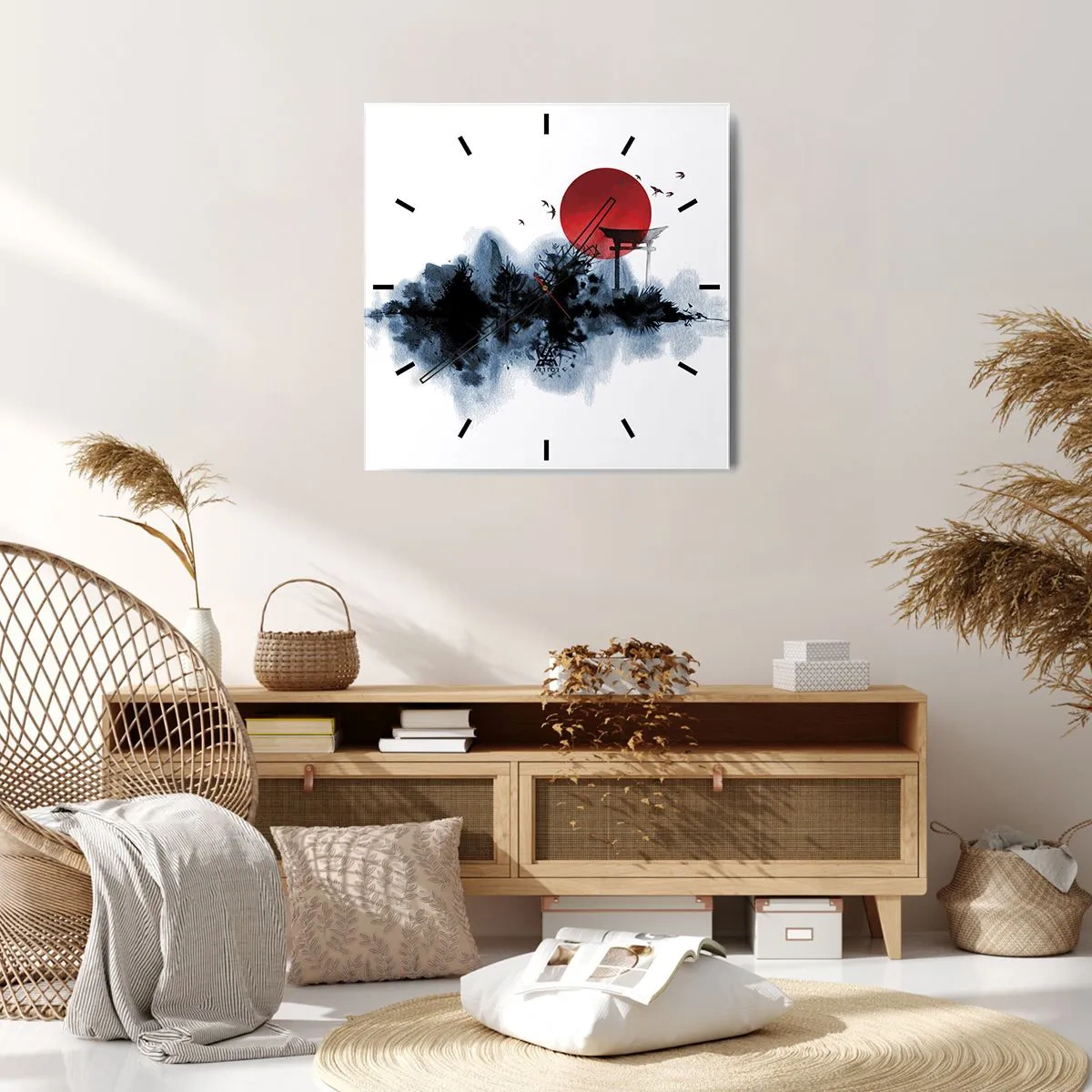 Väggklocka - Klocka på glas - Japansk utsikt - 40x40 cm