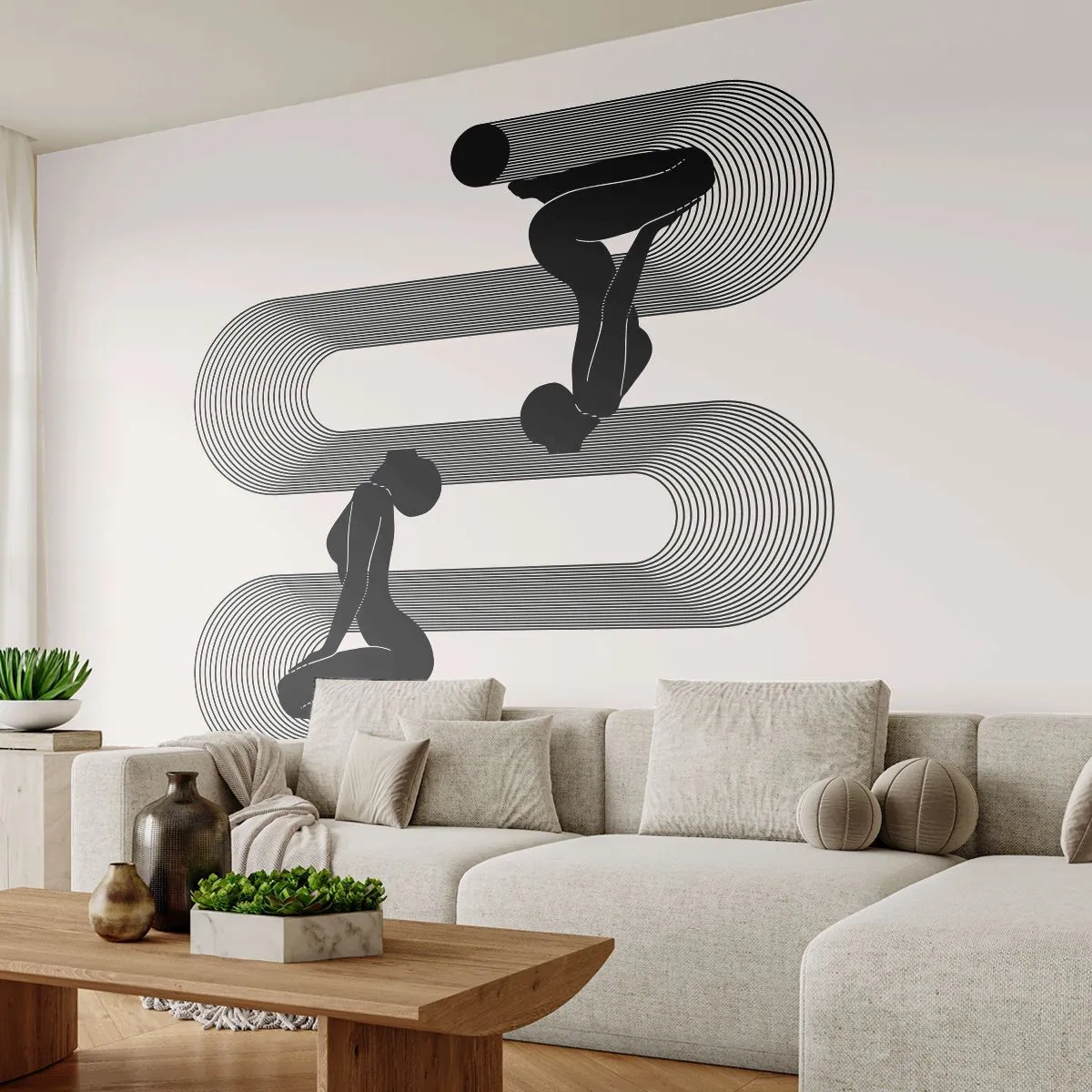 Fototapet Premium Sand - Sensuell symmetri - Kvinnor, Rader, Meditation - 150x105 cm
