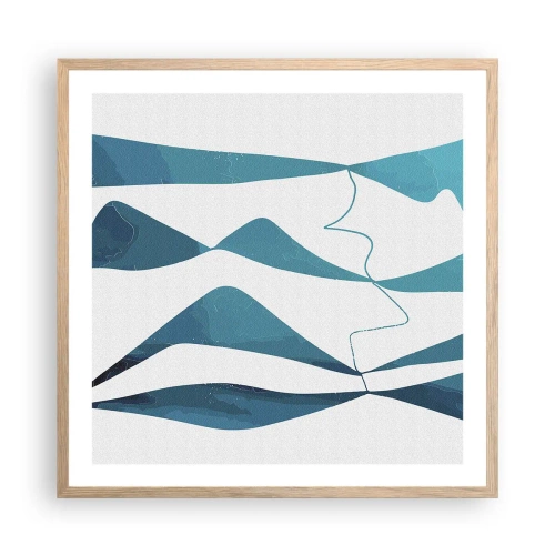 Affisch i ram av ljusek - Abstraktion: en turkos förening - 60x60 cm