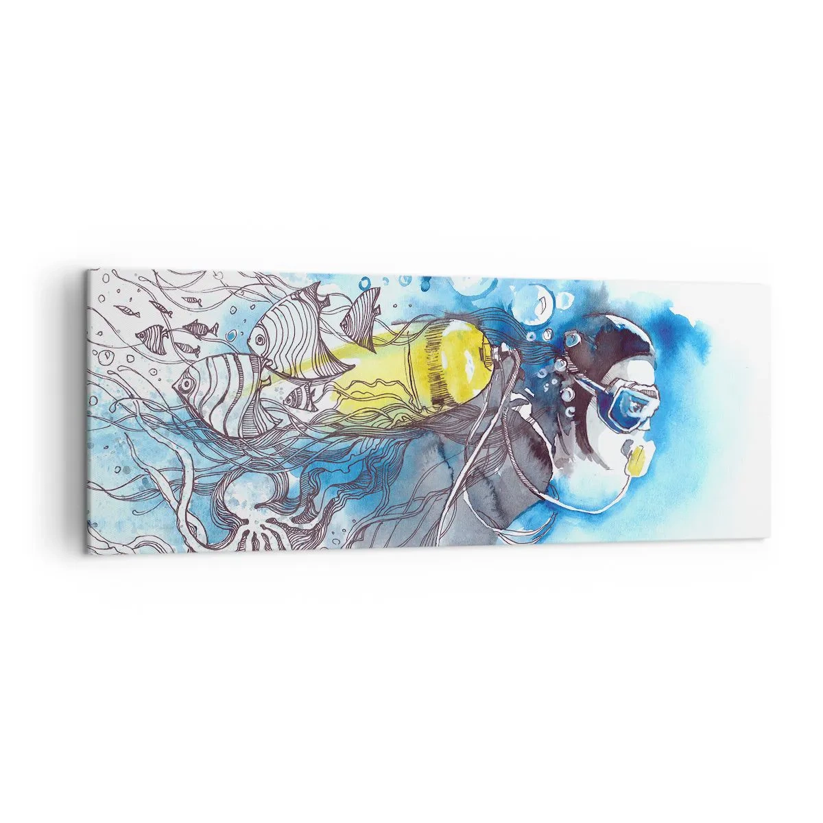 Canvastavla - Bild på duk - Det stora blåa - 140x50 cm
