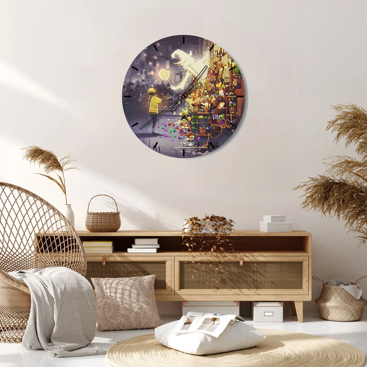 Väggklocka - Klocka på glas - Trolldom existerar - 40x40 cm