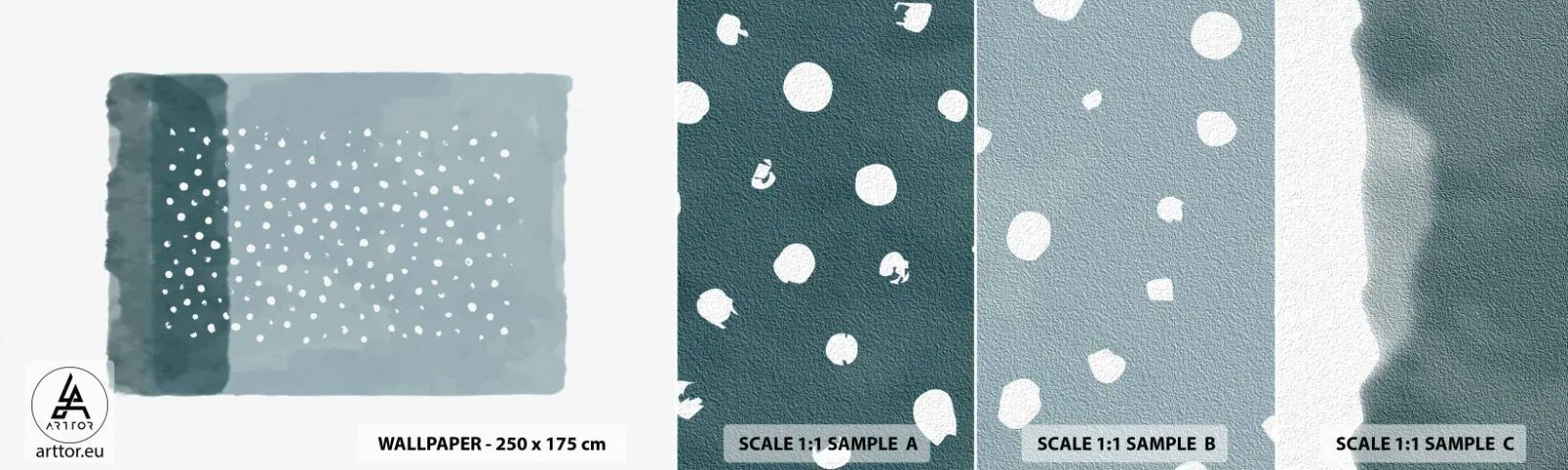 Provbit av självhäftande fototapet Deluxe Sticker - Uppstådda ur det blåa - Abstraktion, Bit, Minimalism - 100x30 cm