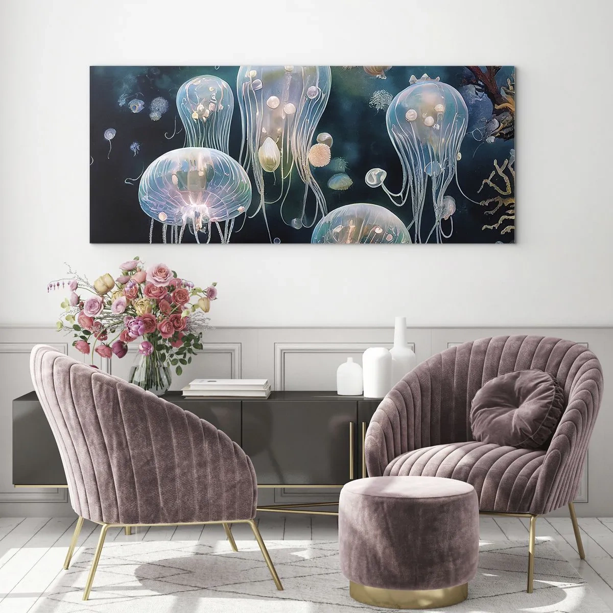 Glastavla - Bild på glas - Undervattenbal - 100x40 cm