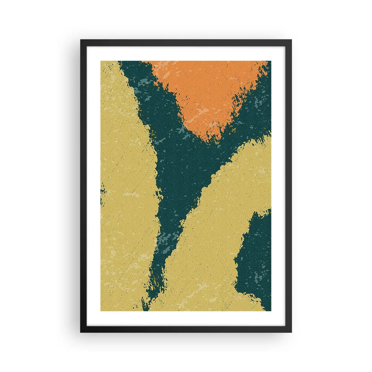 Affisch i svart ram - Abstrakta färgfläckar i nyanser av grönt och orange - 50x70cm - Abstraktion - i slow motion - Modern väggdekoration för vardagsrum och sovrum ARTTOR