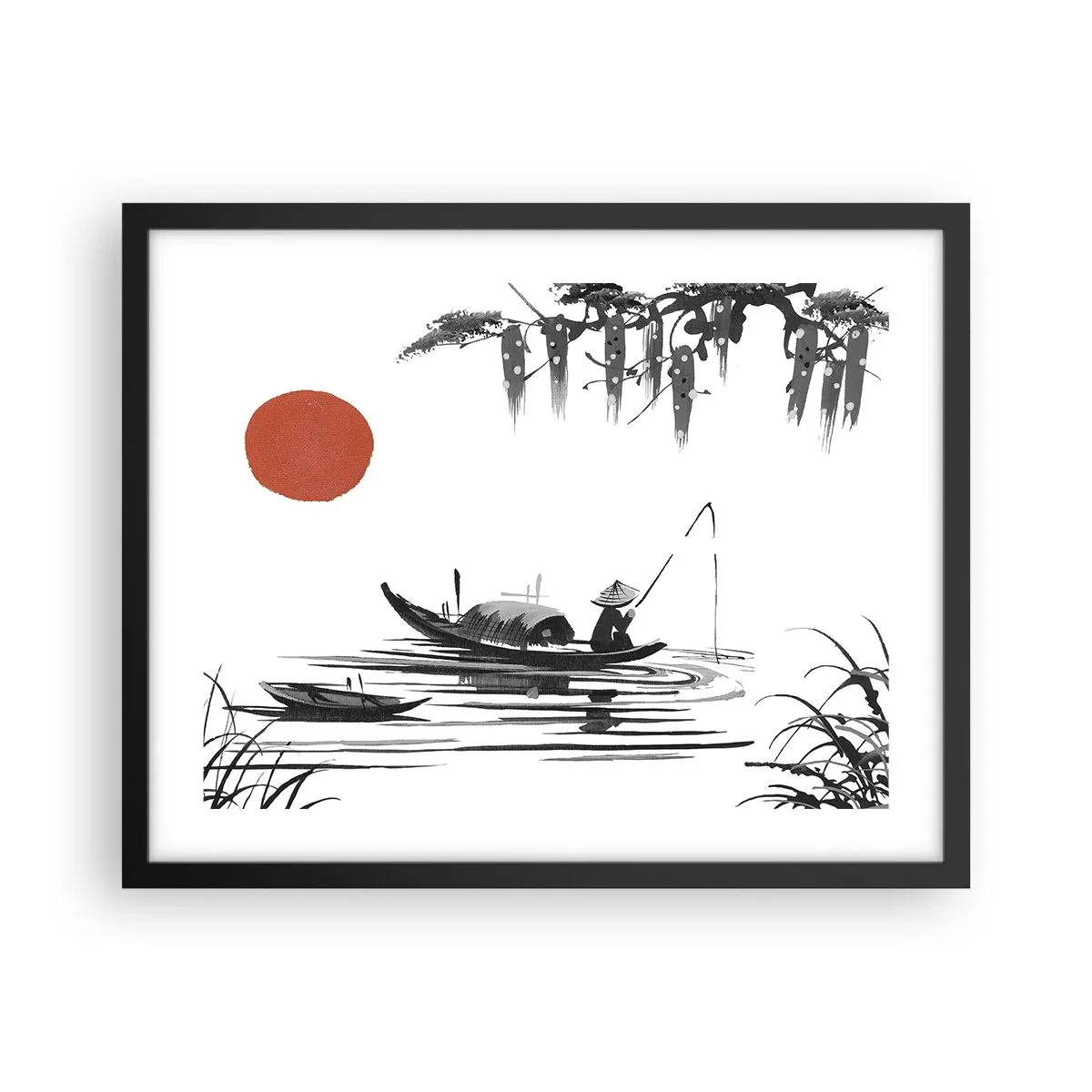 Affisch i svart ram - Asiatisk eftermiddag - 50x40 cm