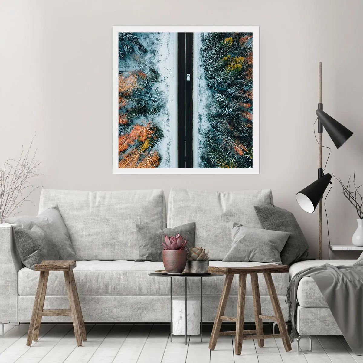 Affisch - Genom vinterskogen - 40x40 cm
