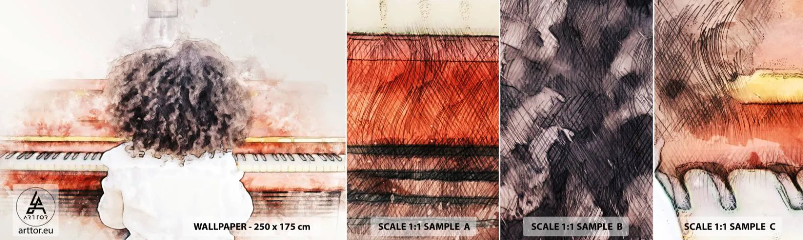 Fototapet Prov Standard Eco - I en ny värld - Piano, musik, Musiker - 100x30 cm