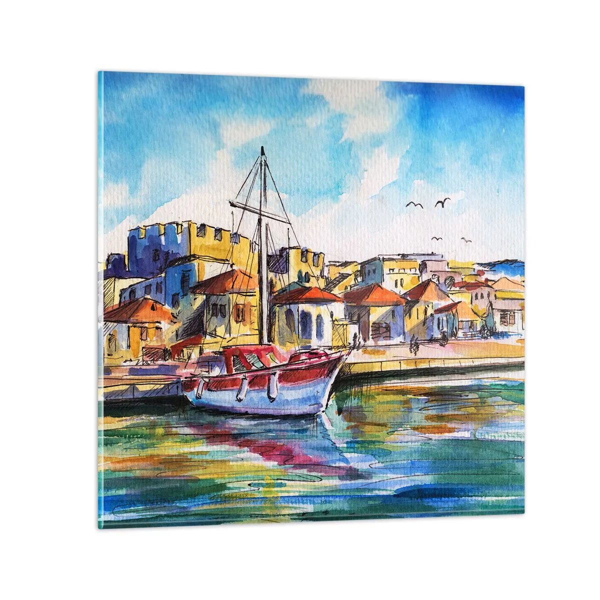 Glastavla - Bild på glas - Regnbågseftermiddag - 40x40 cm