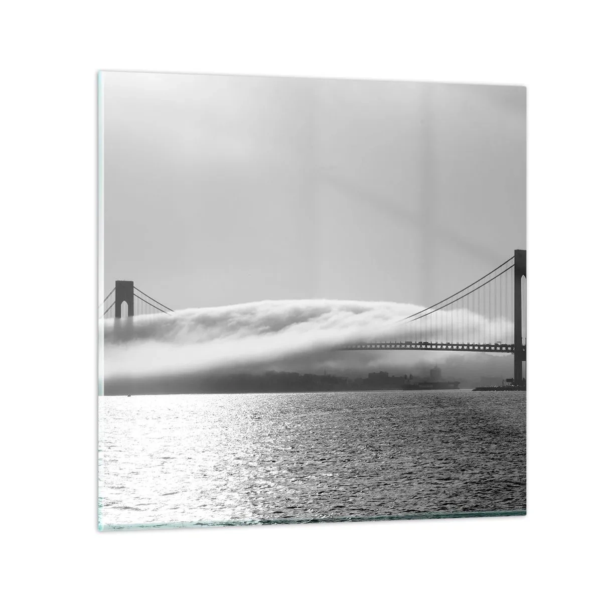 Glastavla - Bild på glas - Passera Golden Gate - 30x30 cm