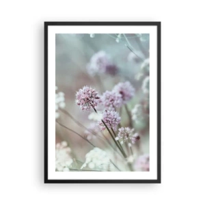 Affisch i svart ram - Fina blommor i pastellfärger - 50x70cm - Söta örtfiligraner - Modern väggdekoration för vardagsrum och sovrum ARTTOR