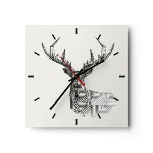 Väggklocka - Klocka på glas - Hjort i kubistisk stil - 30x30 cm