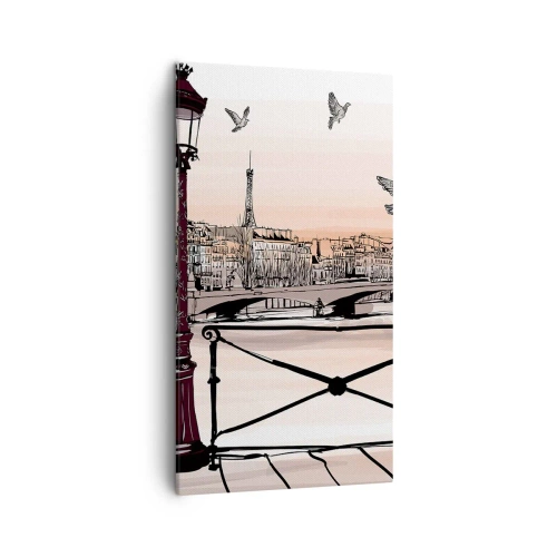 Canvastavla - Bild på duk - Över Paris tak - 45x80 cm