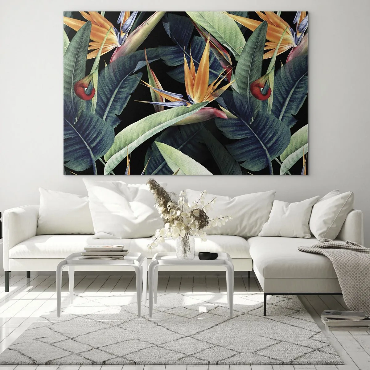 Glastavla - Bild på glas - Tropikens brinnande blommor - 120x80 cm