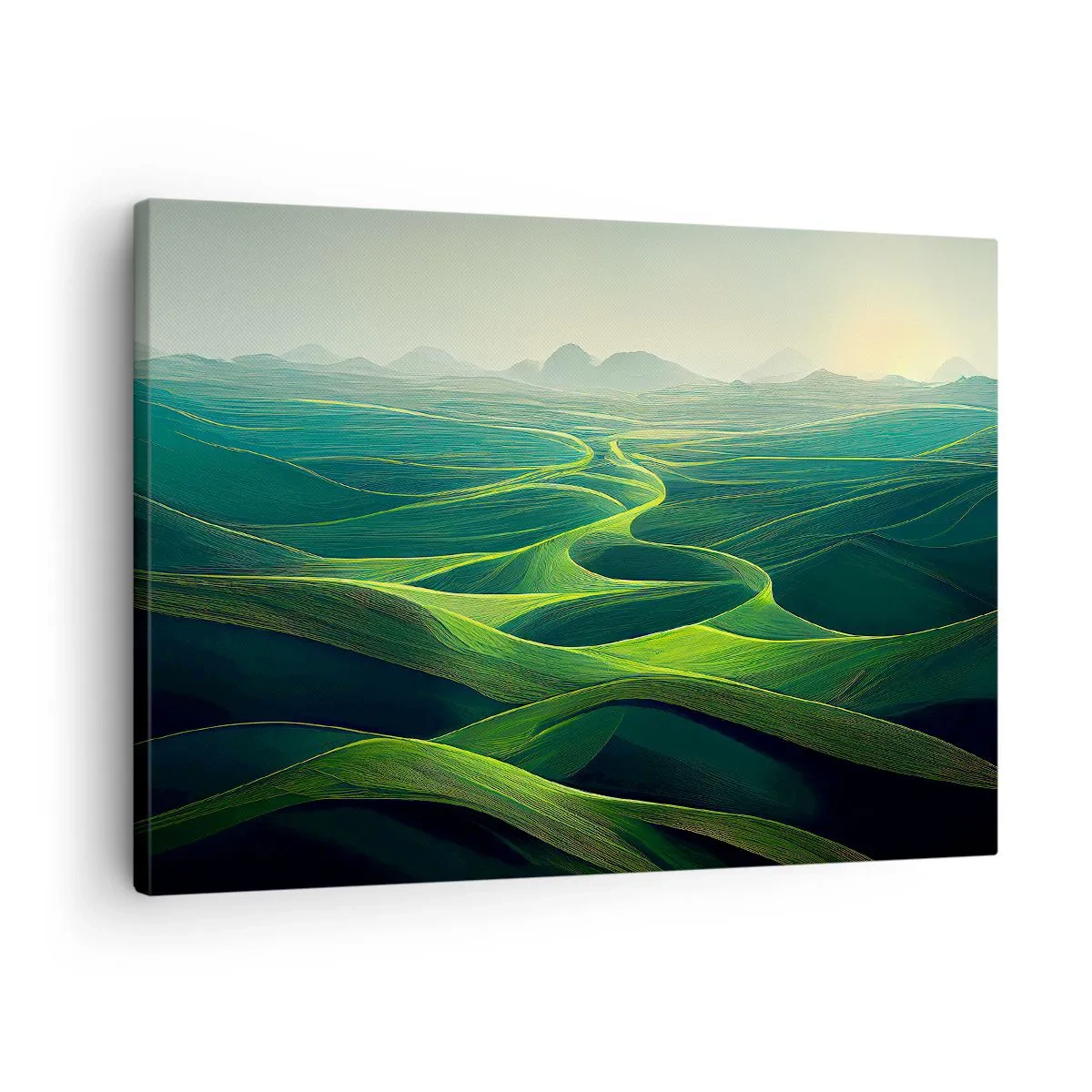 Canvastavla - Bild på duk - Gröna kullar med böljande stigar - 70x50cm - I gröna dalar - Modern väggdekoration för vardagsrum och sovrum ARTTOR