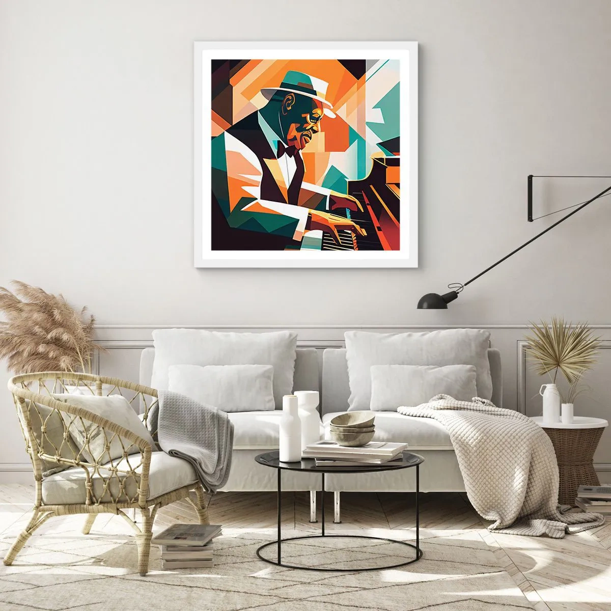 Affisch i vit ram - Allt som är jazz - 50x50 cm