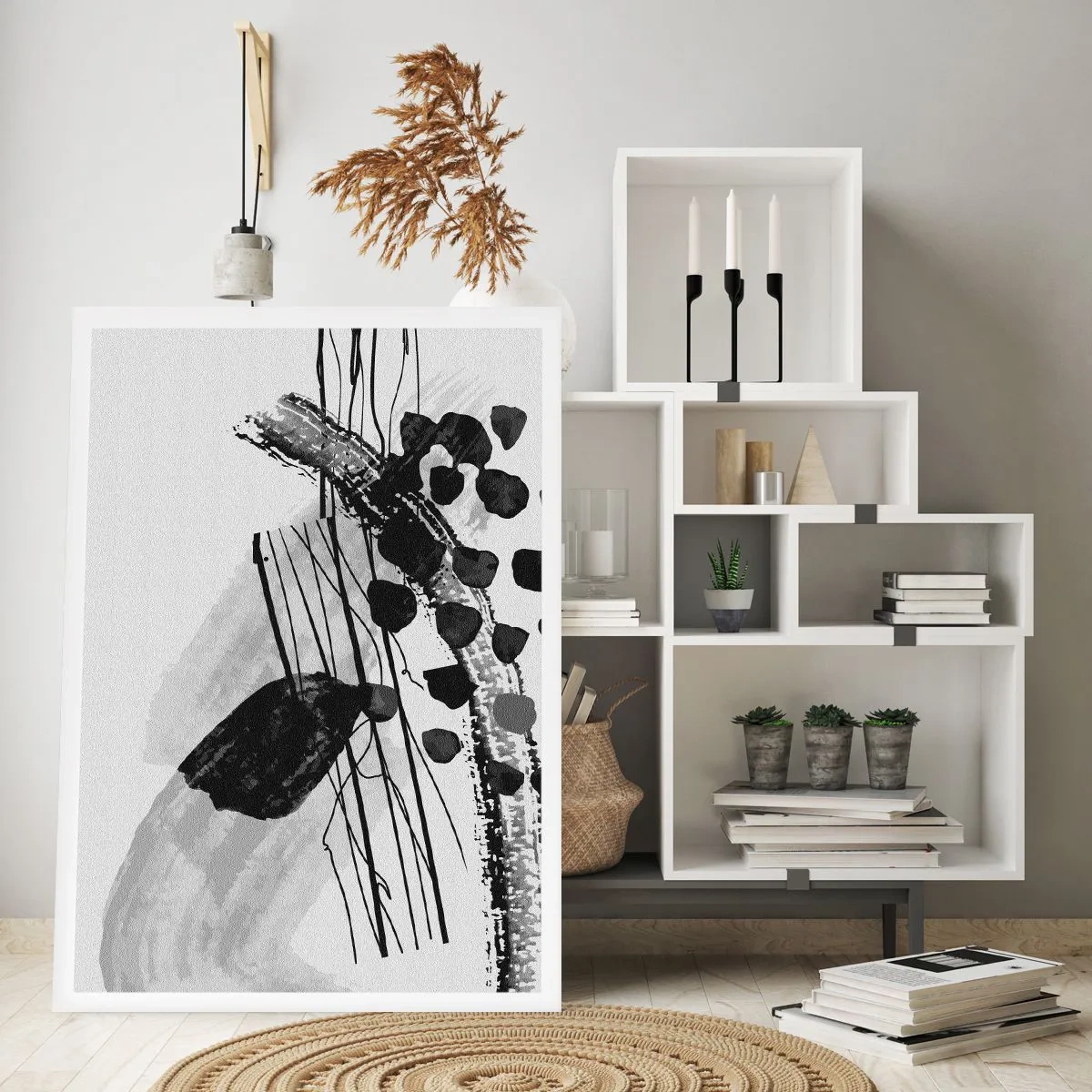 Affisch - Svartvit organisk abstraktion - 70x100 cm