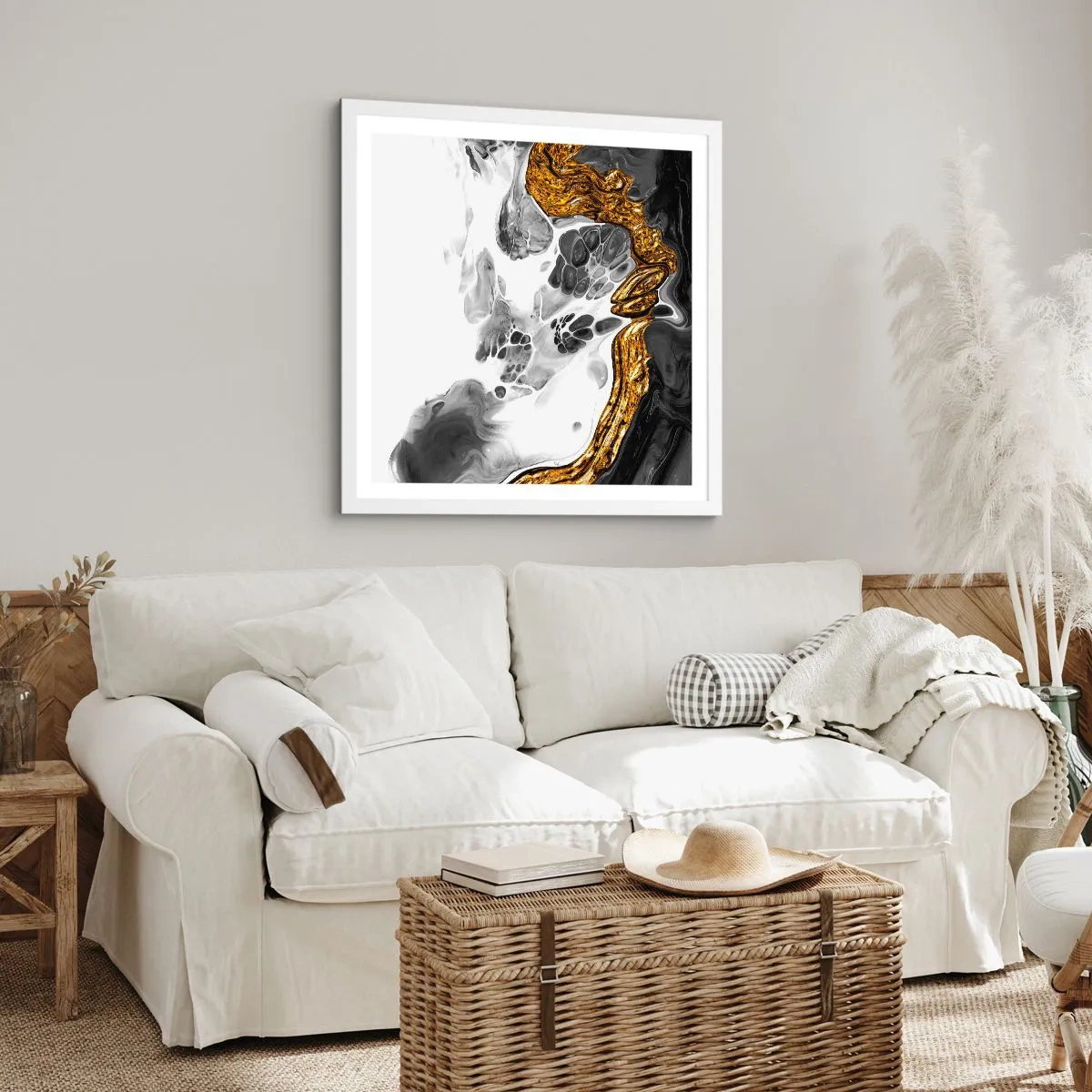 Affisch i vit ram - Organisk komposition - 40x40 cm