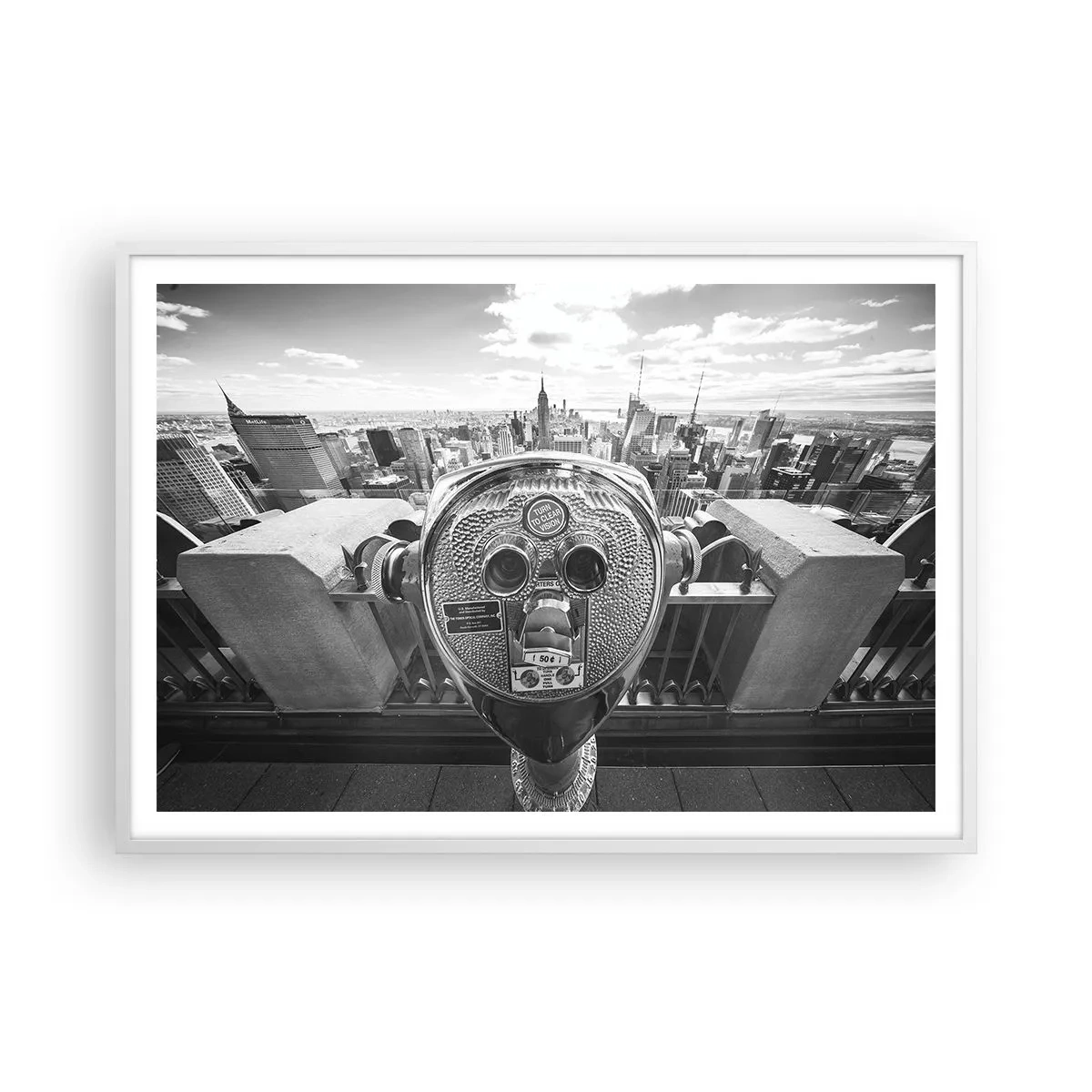 Affisch i vit ram - Stad över städerna - 100x70 cm