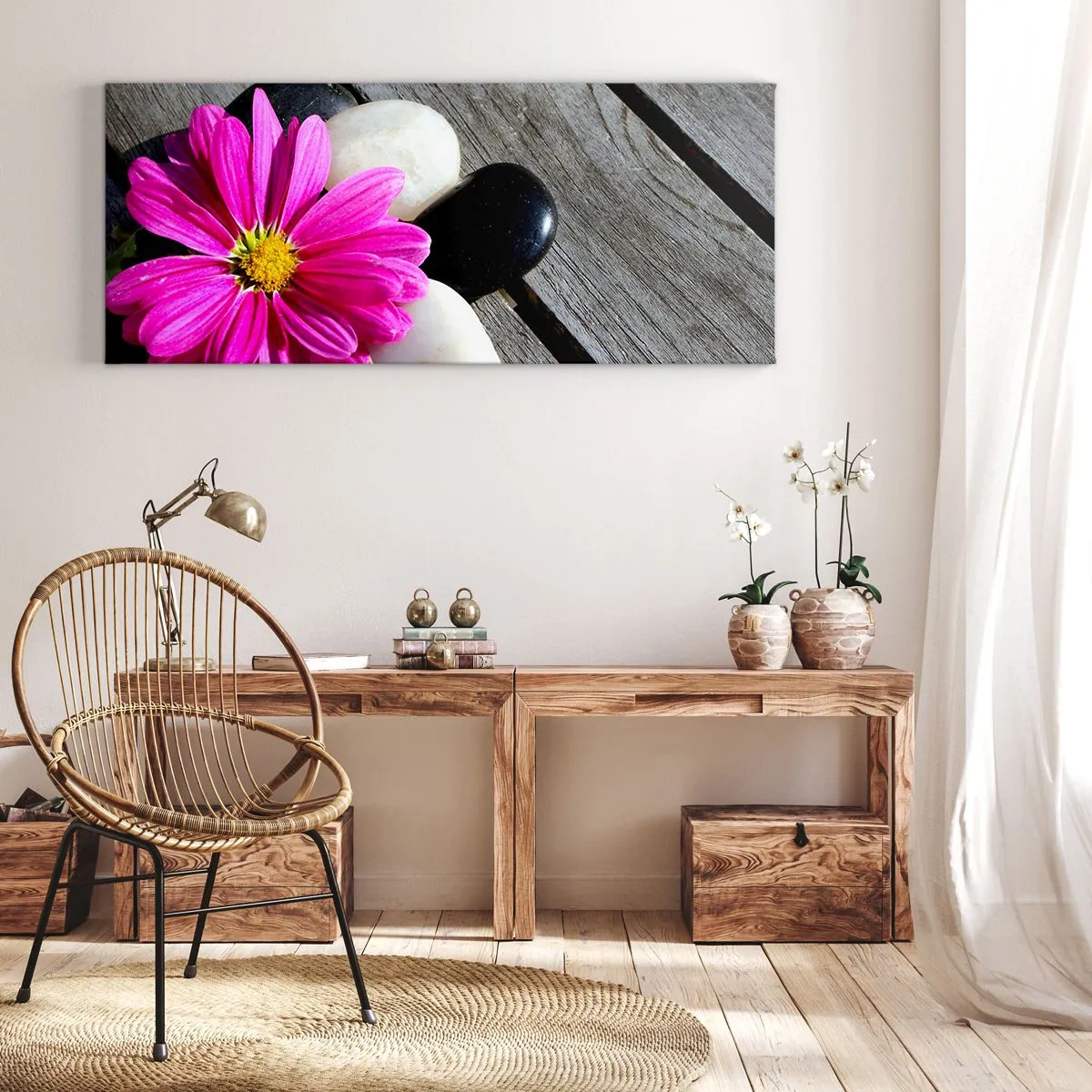 Canvastavla - Bild på duk - Avkoppling på bryggan - 140x50 cm