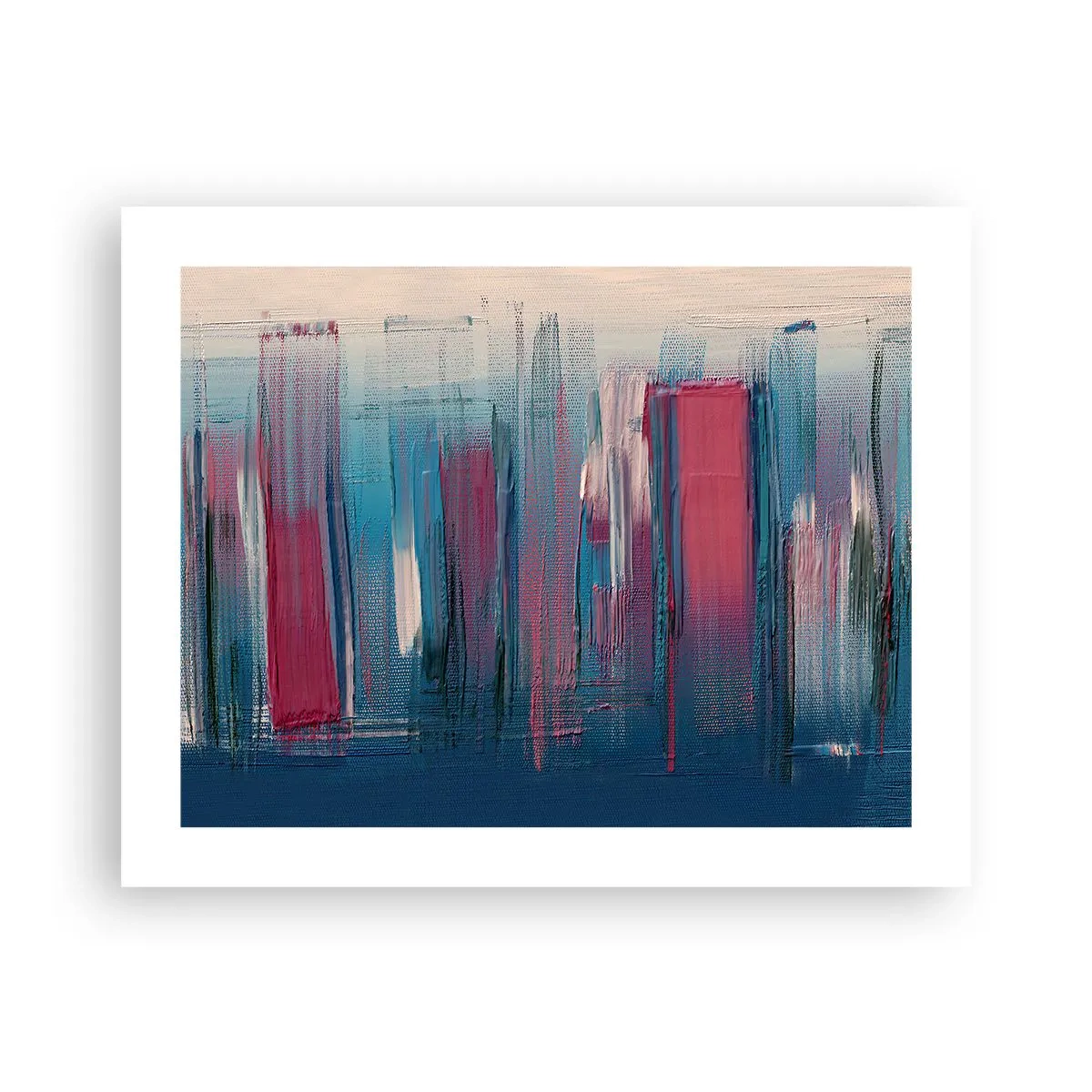 Affisch - Vertikal komposition i blått och rött - 50x40 cm