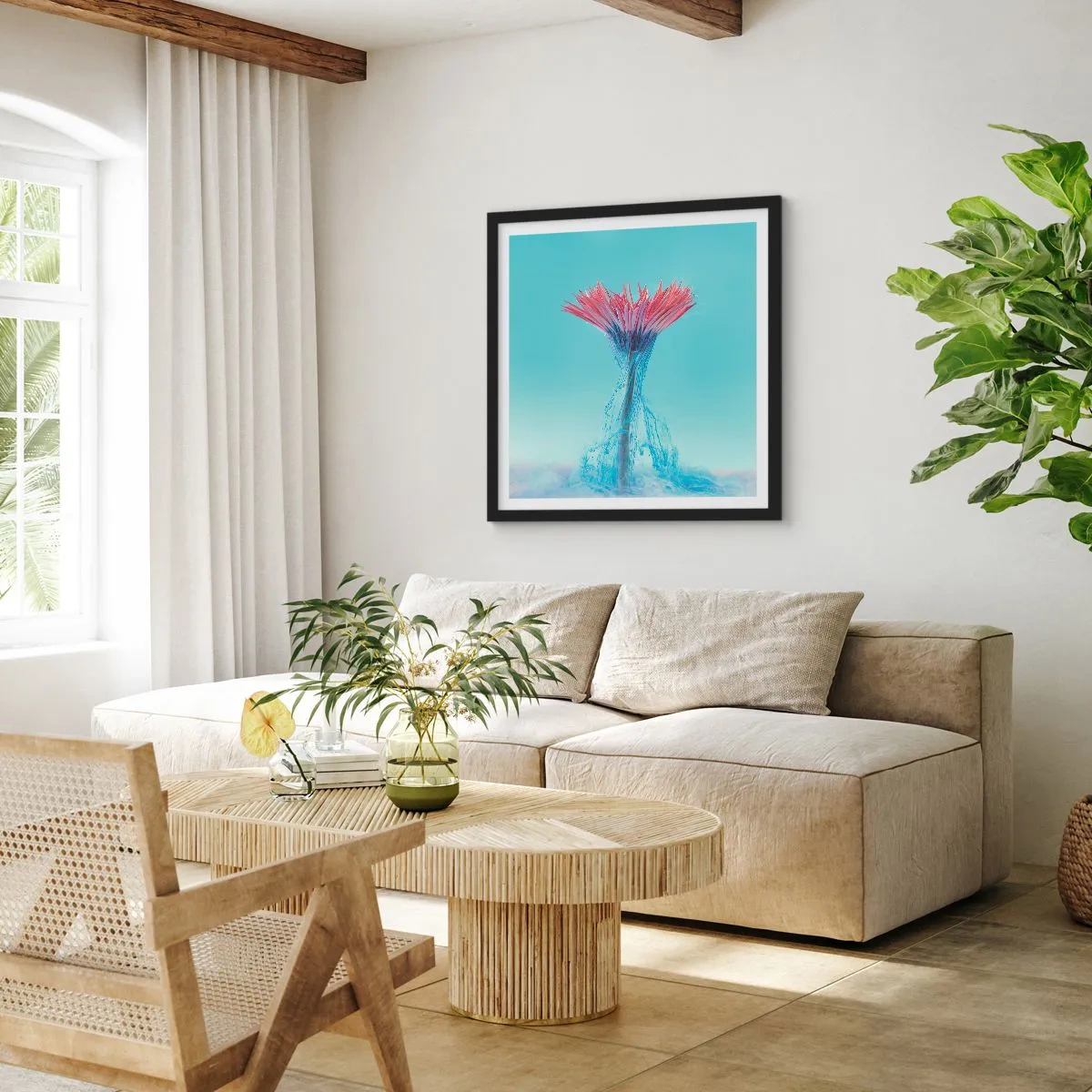 Affisch i svart ram - I upplivande famn - 60x60 cm