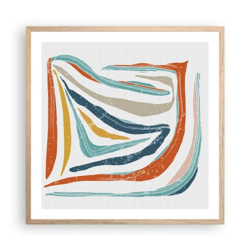 Affisch i ram av ljusek - Vänligt leende abstraktion - 60x60 cm