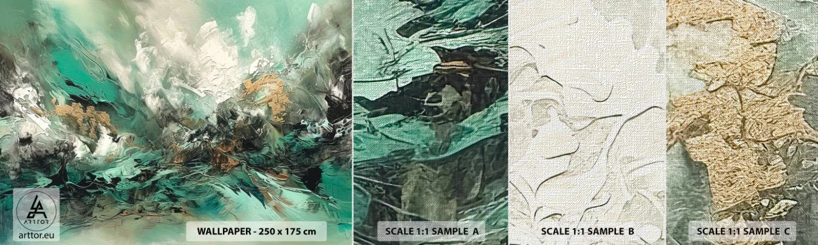 Provbit av fototapet Premium Canvas - Smaragdsvart bränna - Abstraktion, Bit, Måla - 100x30 cm