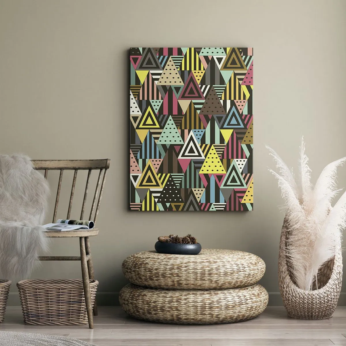 Canvastavla - Bild på duk - Trianglar - 45x80 cm