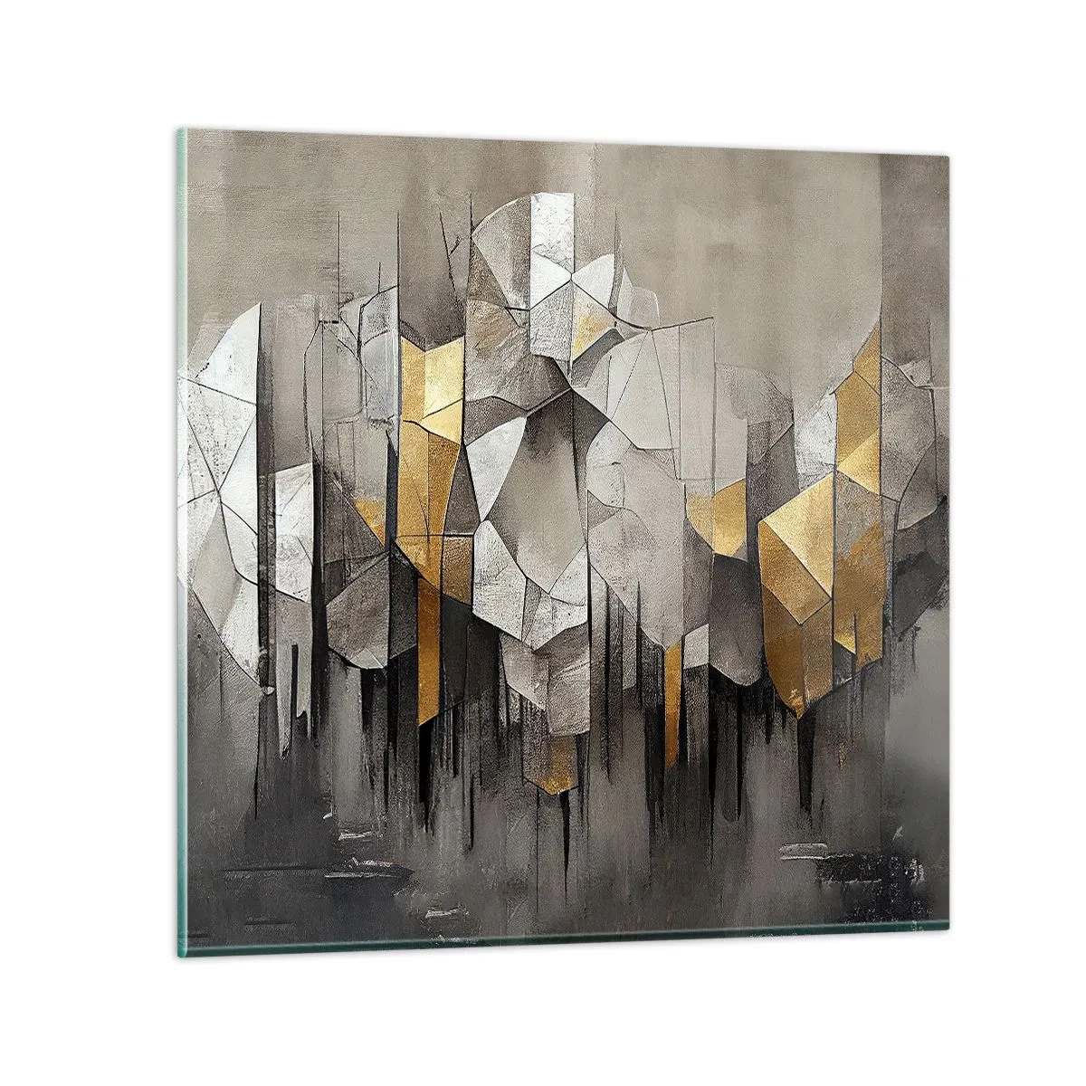 Glastavla - Bild på glas - Komposition av is och ljus - 40x40 cm