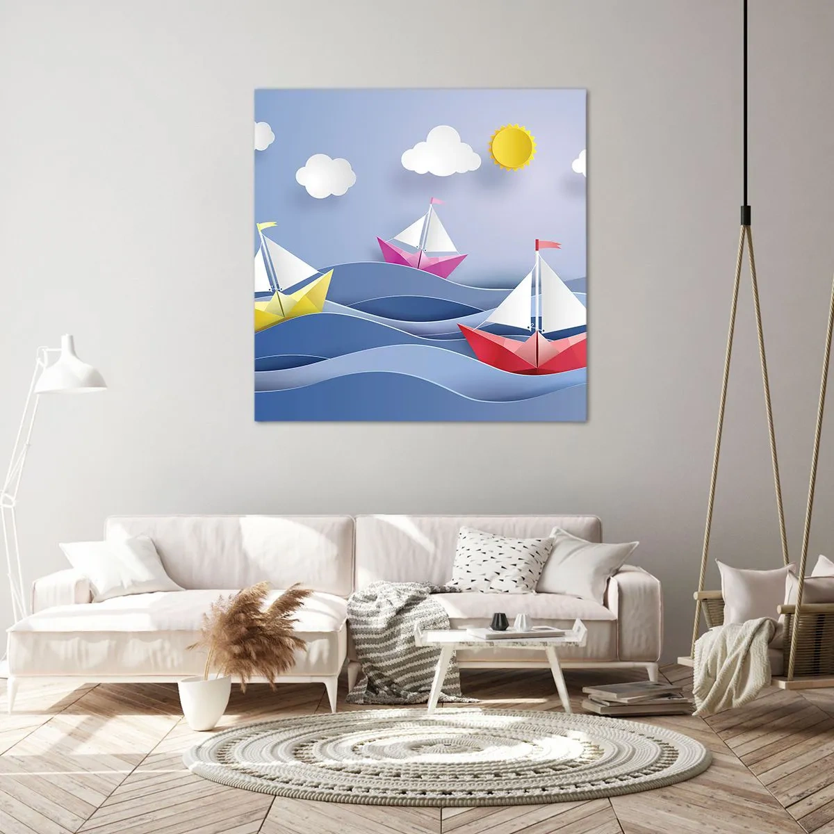 Canvastavla - Bild på duk - Det är så skönt att gunga bland vågorna - 60x60 cm