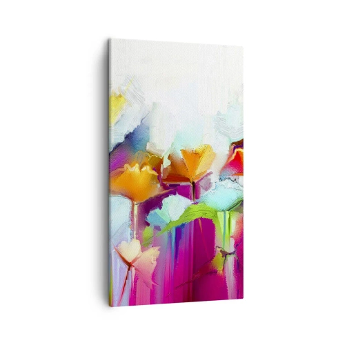 Canvastavla - Bild på duk - Regnbågen blommar - 45x80 cm