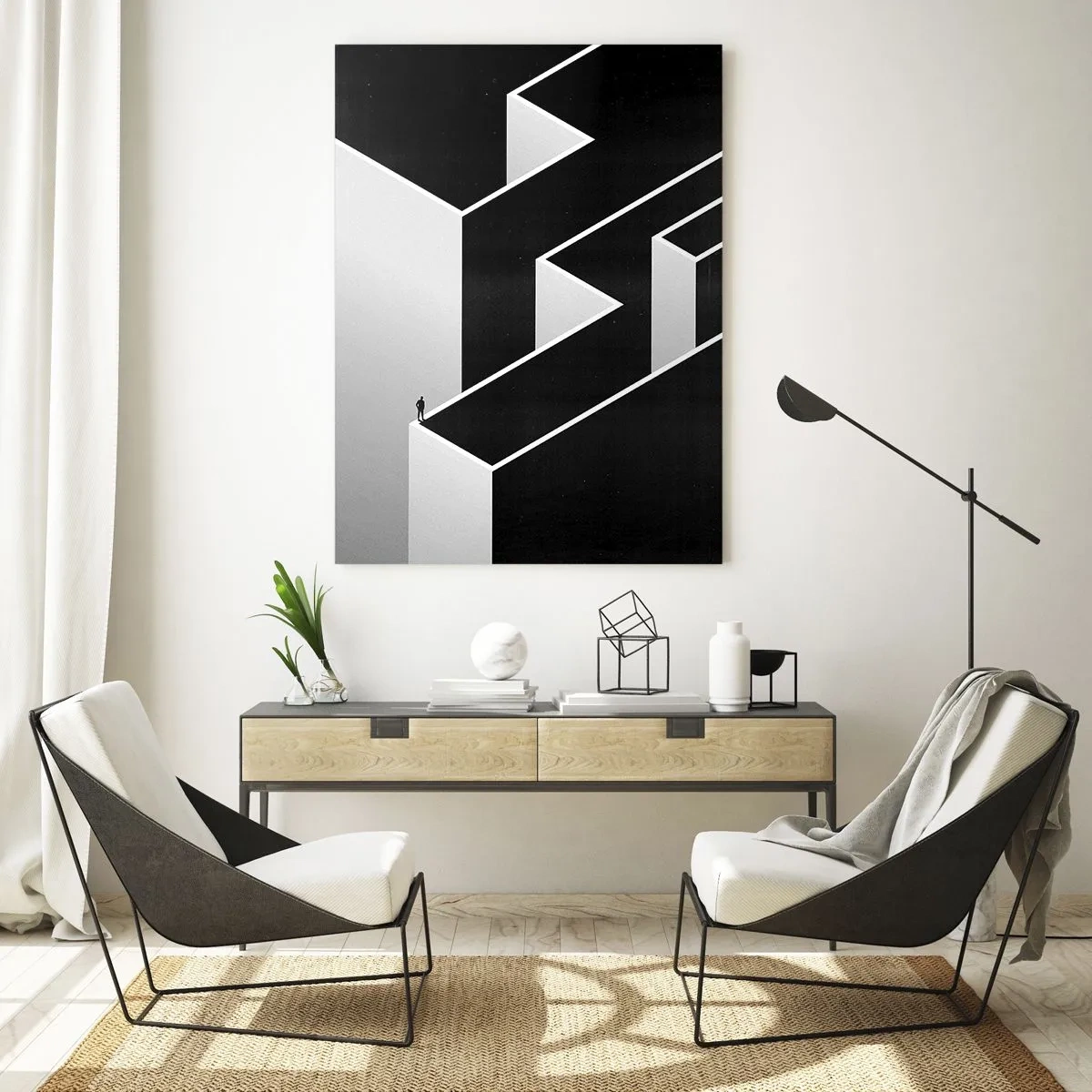 Glastavla - Bild på glas - Ensamhet på toppen - 70x100 cm