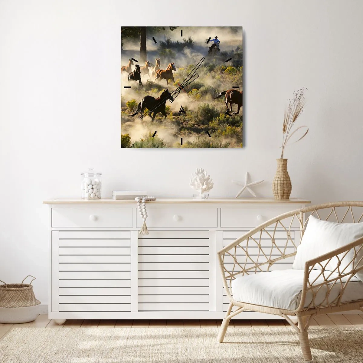 Väggklocka - Klocka på glas - Tävlande - frihet eller manlig styrka? - 30x30 cm