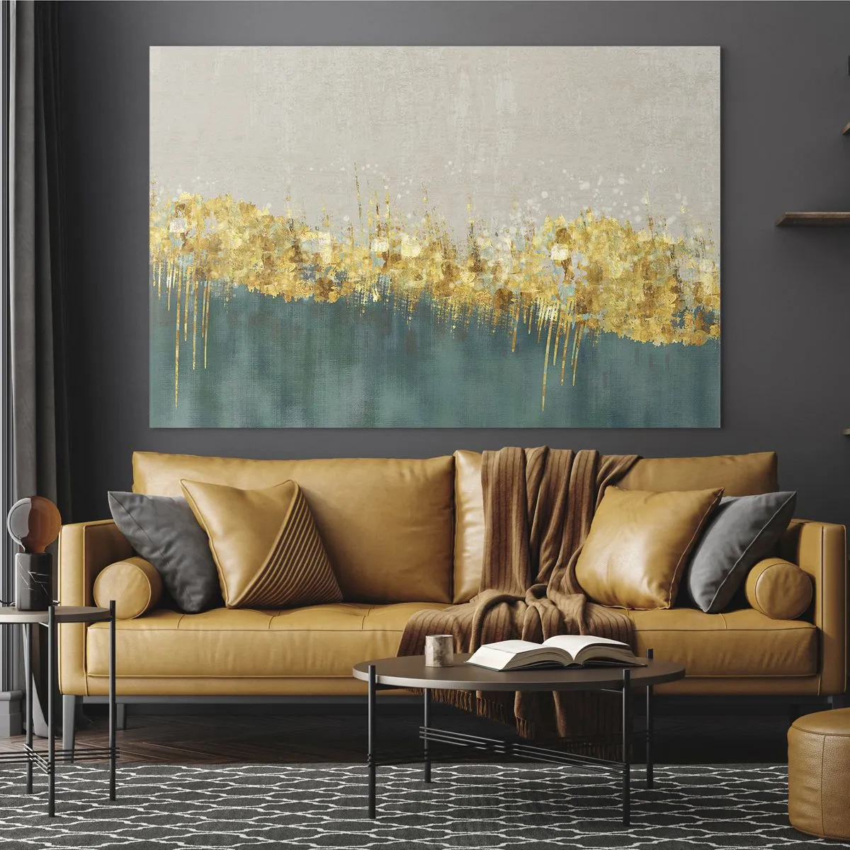 Glastavla - Bild på glas - Den gyllene gränsen - 120x80 cm