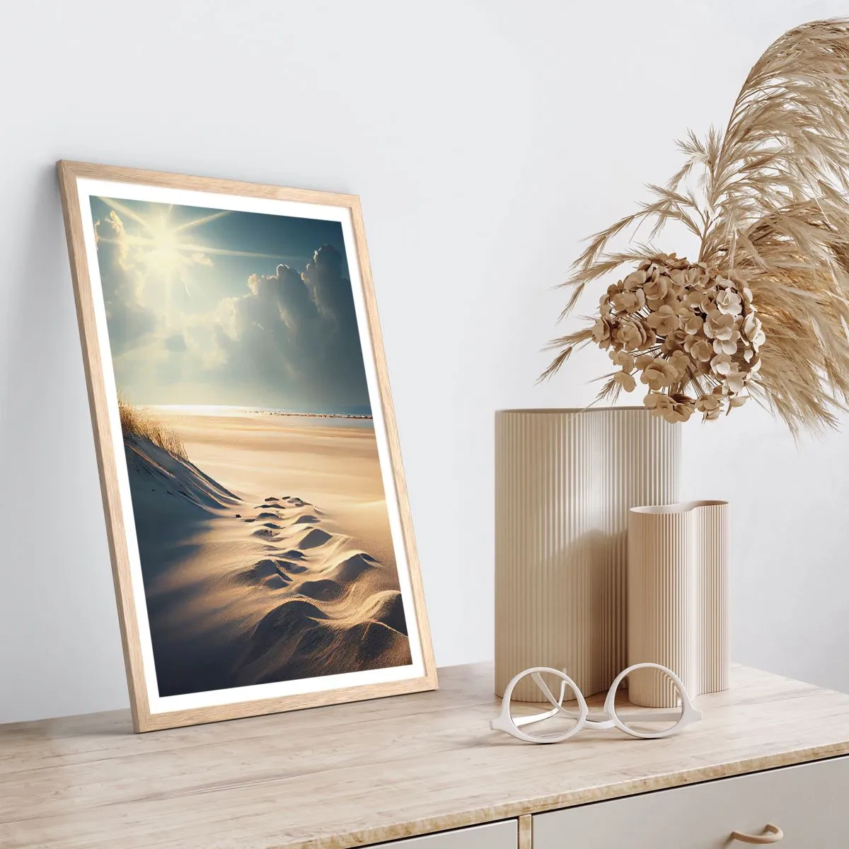 Affisch i ram av ljusek - Lugnande landskap - 70x100 cm