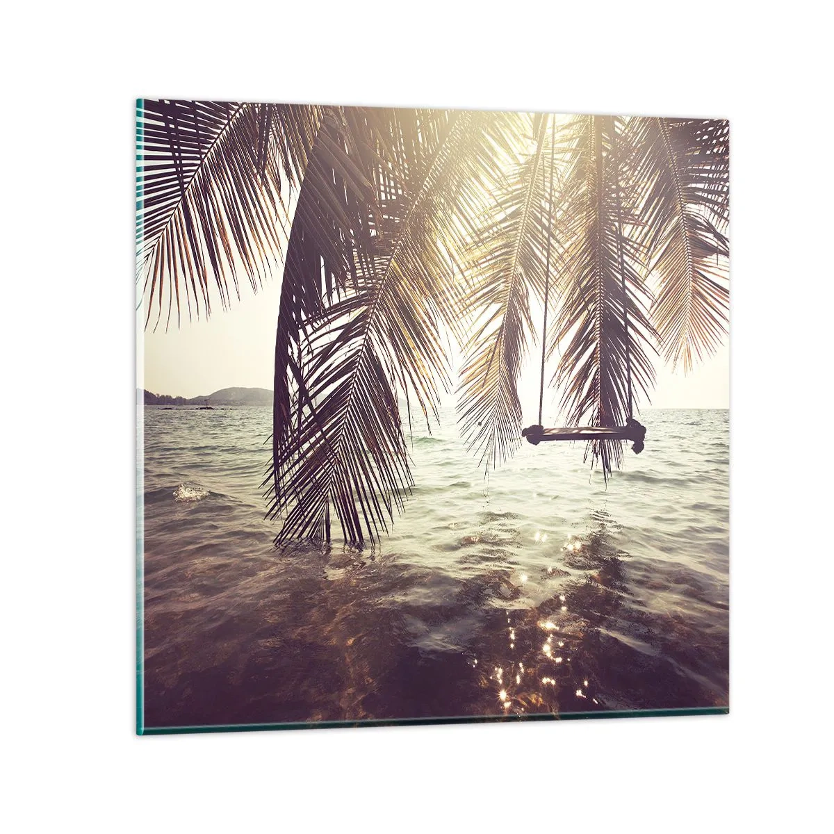 Glastavla - Bild på glas - Gunga i molnen hur mycket du vill - 40x40 cm