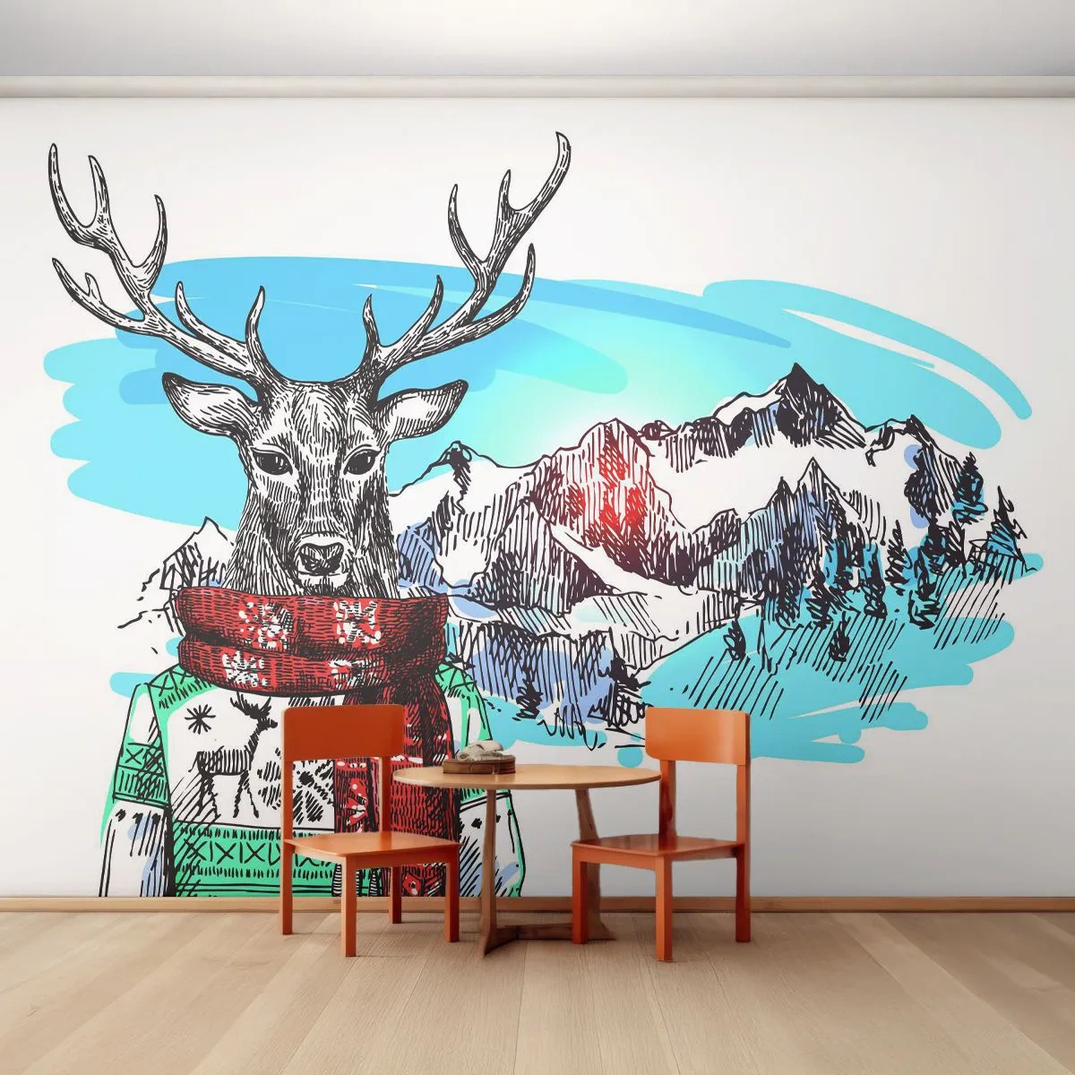 Självhäftande Fototapet Deluxe Sticker - Även hjort har en dröm - Abstraktion, Rådjur, För barn - 250x175 cm