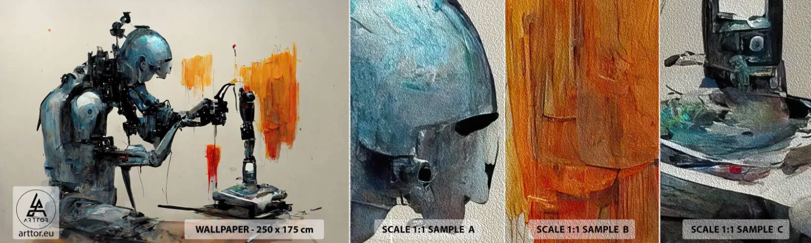 Provbit av fototapet Premium Sand - Kommer i morgon... - Konstnär, Artificiell intelligens, Robot - 100x30 cm