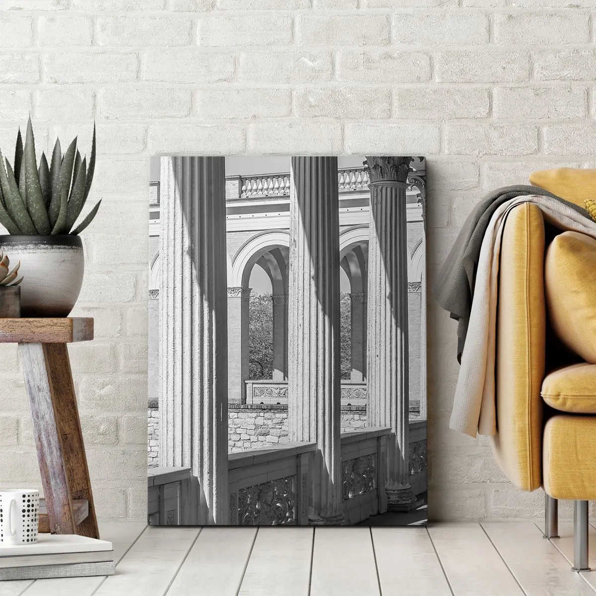 Canvastavla - Bild på duk - Solig arkad - 55x100 cm