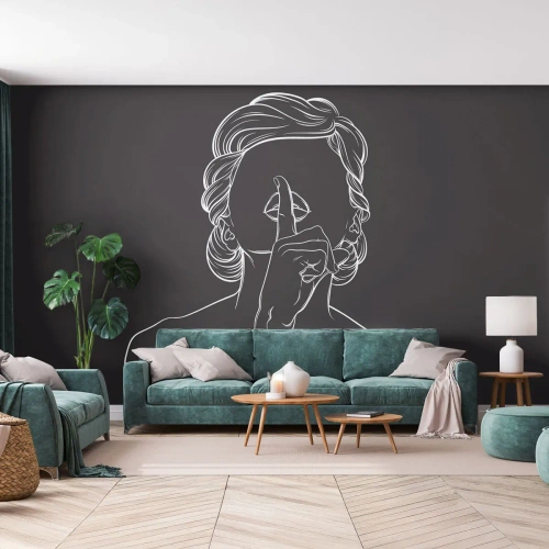 Självhäftande Fototapet Deluxe Sticker - Skönhet blommar i tystnad - Kvinna, Teckning, Linje - 500x350 cm