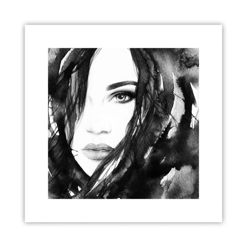Affisch - En damportätt i svart och vit - 30x30 cm