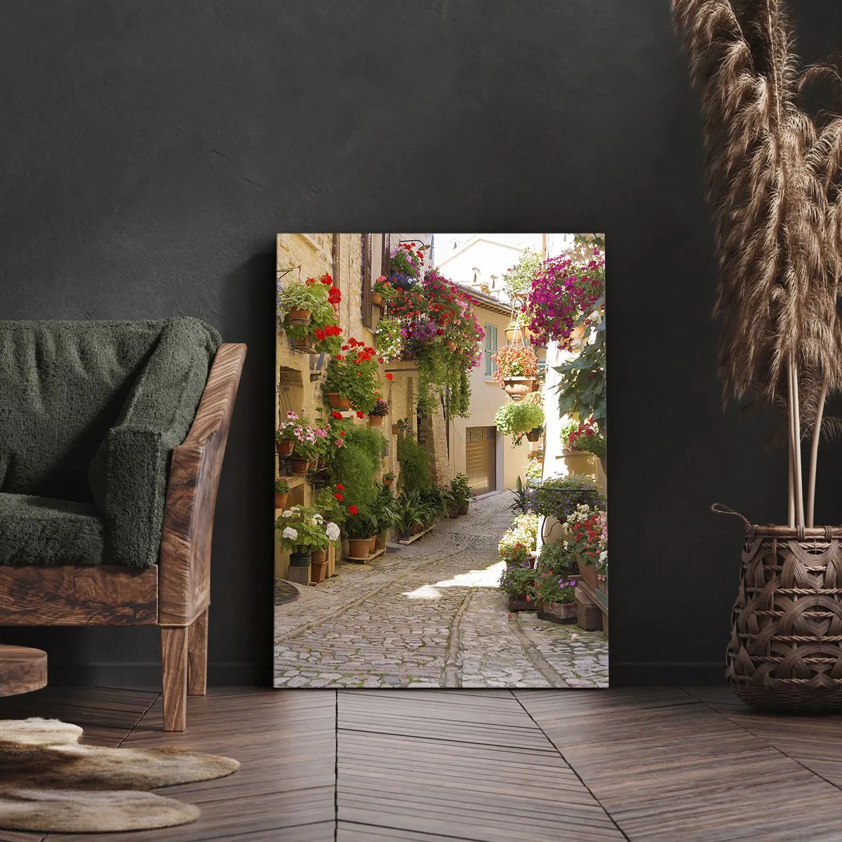 Canvastavla - Bild på duk - I blommornas flod - 65x120 cm