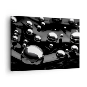 Canvastavla - Bild på duk - Abstrakta droppar på en svart yta - 70x50cm - Ur svarta massan - Modern väggdekoration för vardagsrum och sovrum ARTTOR