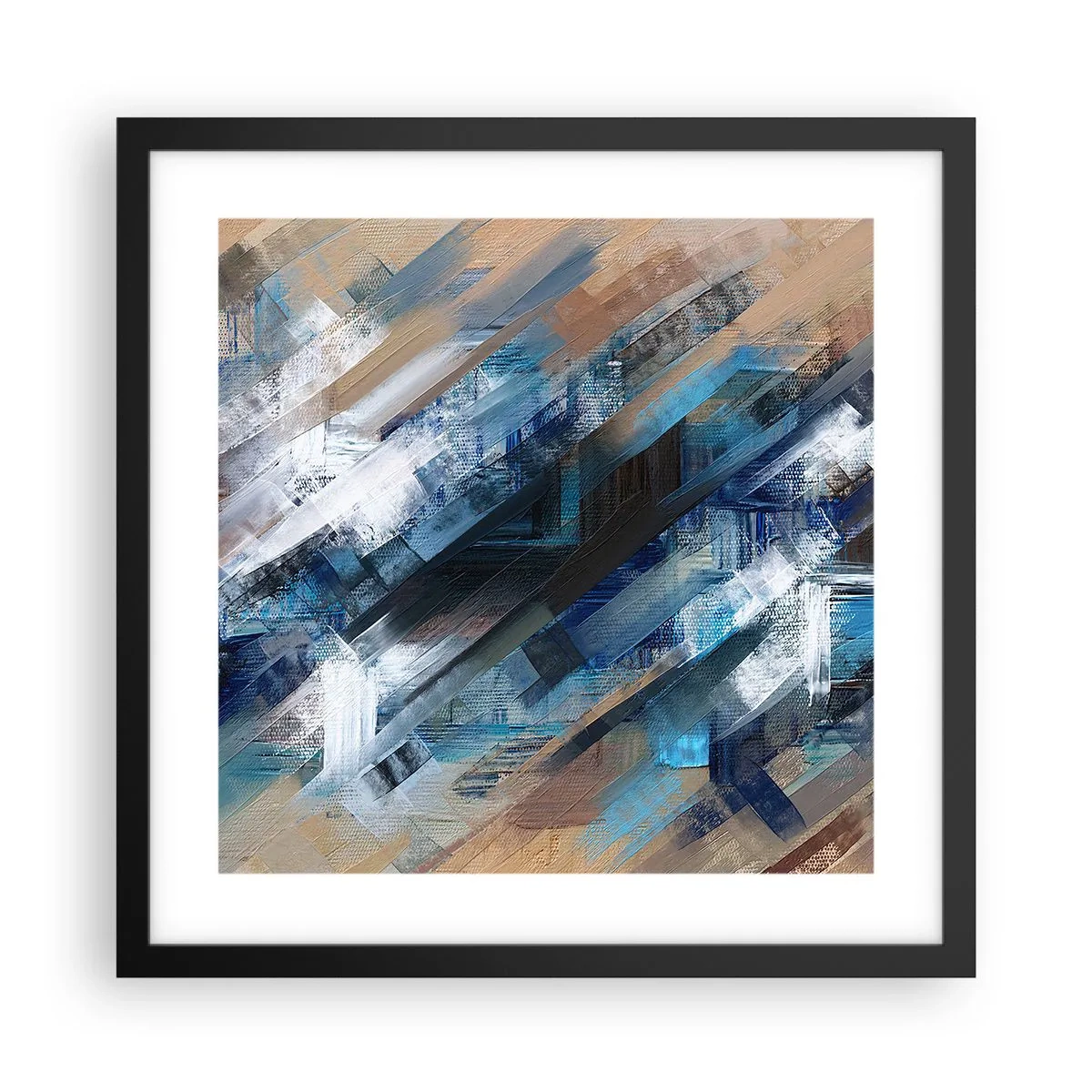 Affisch i svart ram - På en blå sluttning - 40x40 cm