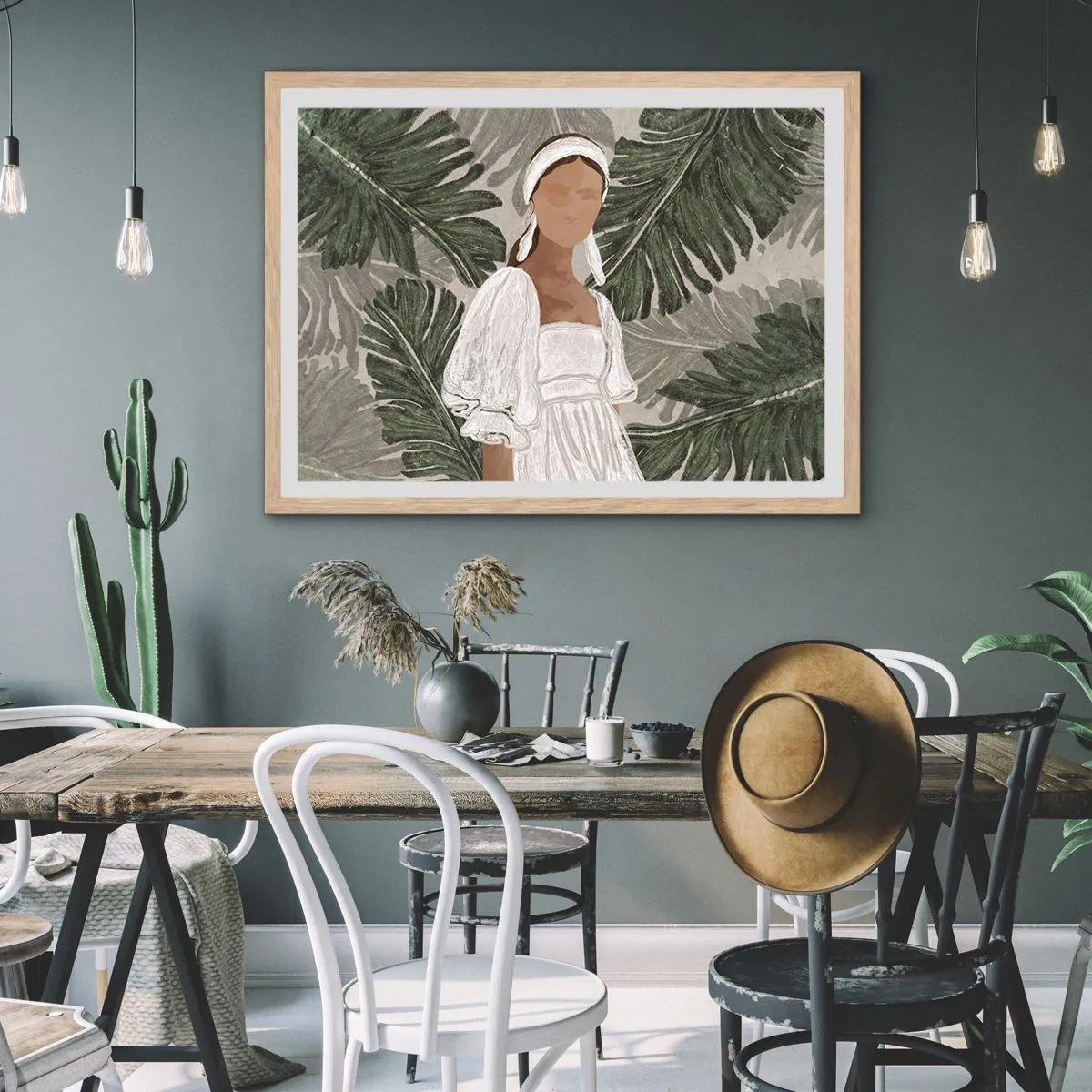 Affisch i ram av ljusek - Exotiskt porträtt - 91x61 cm